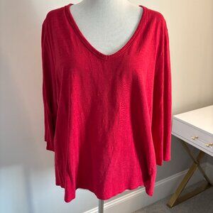 Chico’s Ultimate Tee Red V-Neck 3/4 Sleeve Size 4 XXL
